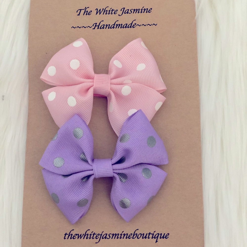 Set of 2 Infants—Girls Polka Dot Hair Clips